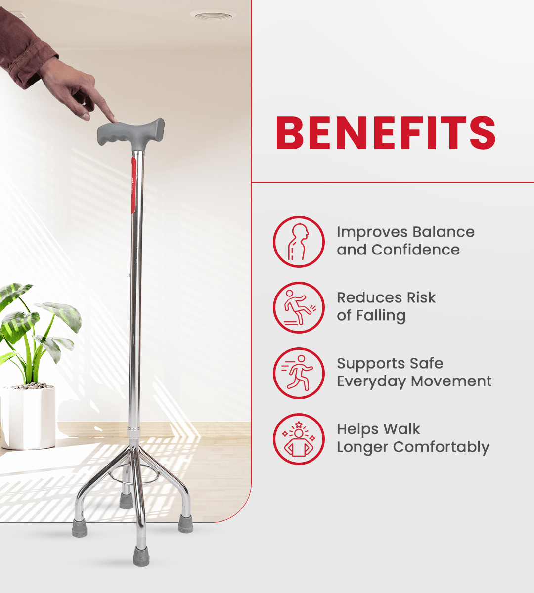 AGEasy Four Leg Walking Stick - Global Surgicals
