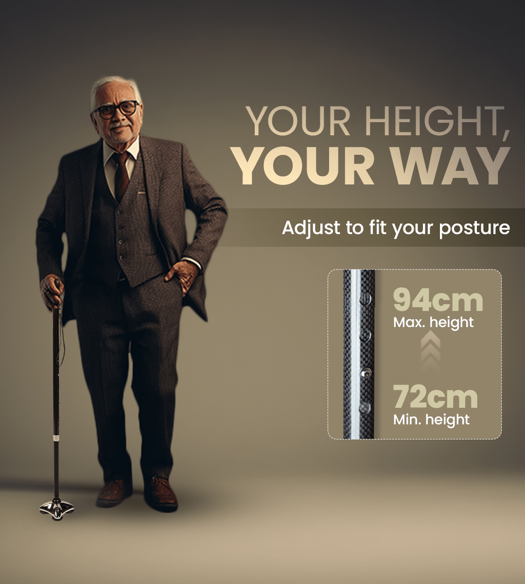 AGEasy Pivot Explorer Carbon Walking Stick - Global Surgicals