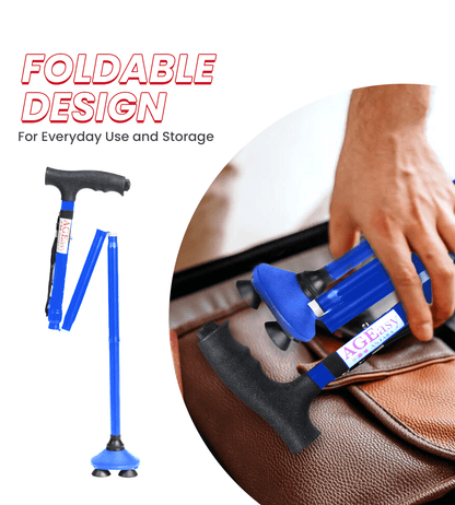 AGEasy Pivot Walking Stick with Torch (Blue) - Global Surgicals