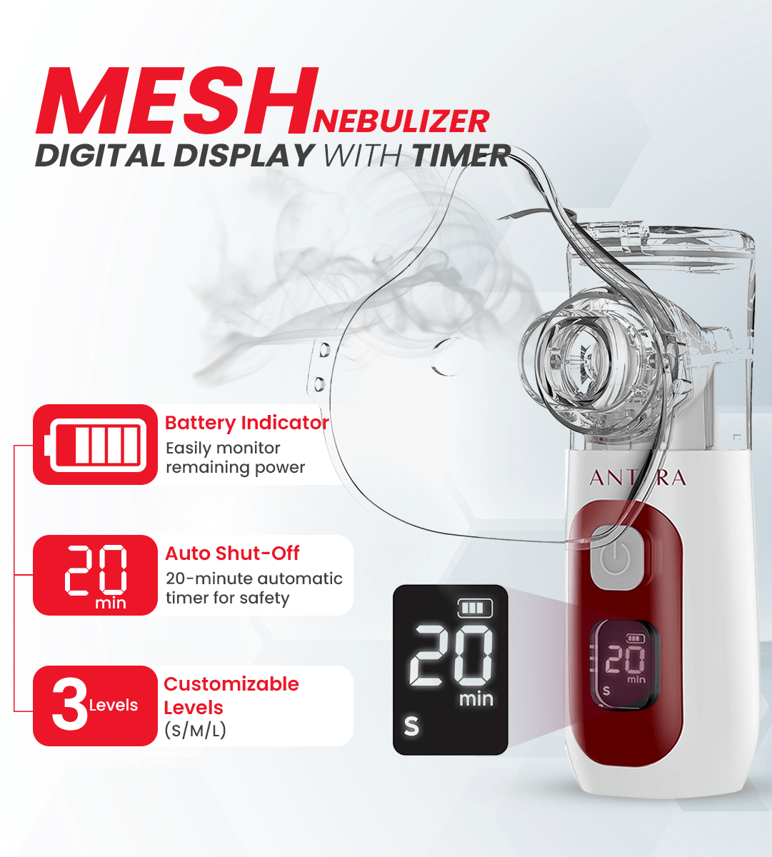 AGEasy Portable Mesh Nebulizer With Display - Global Surgicals
