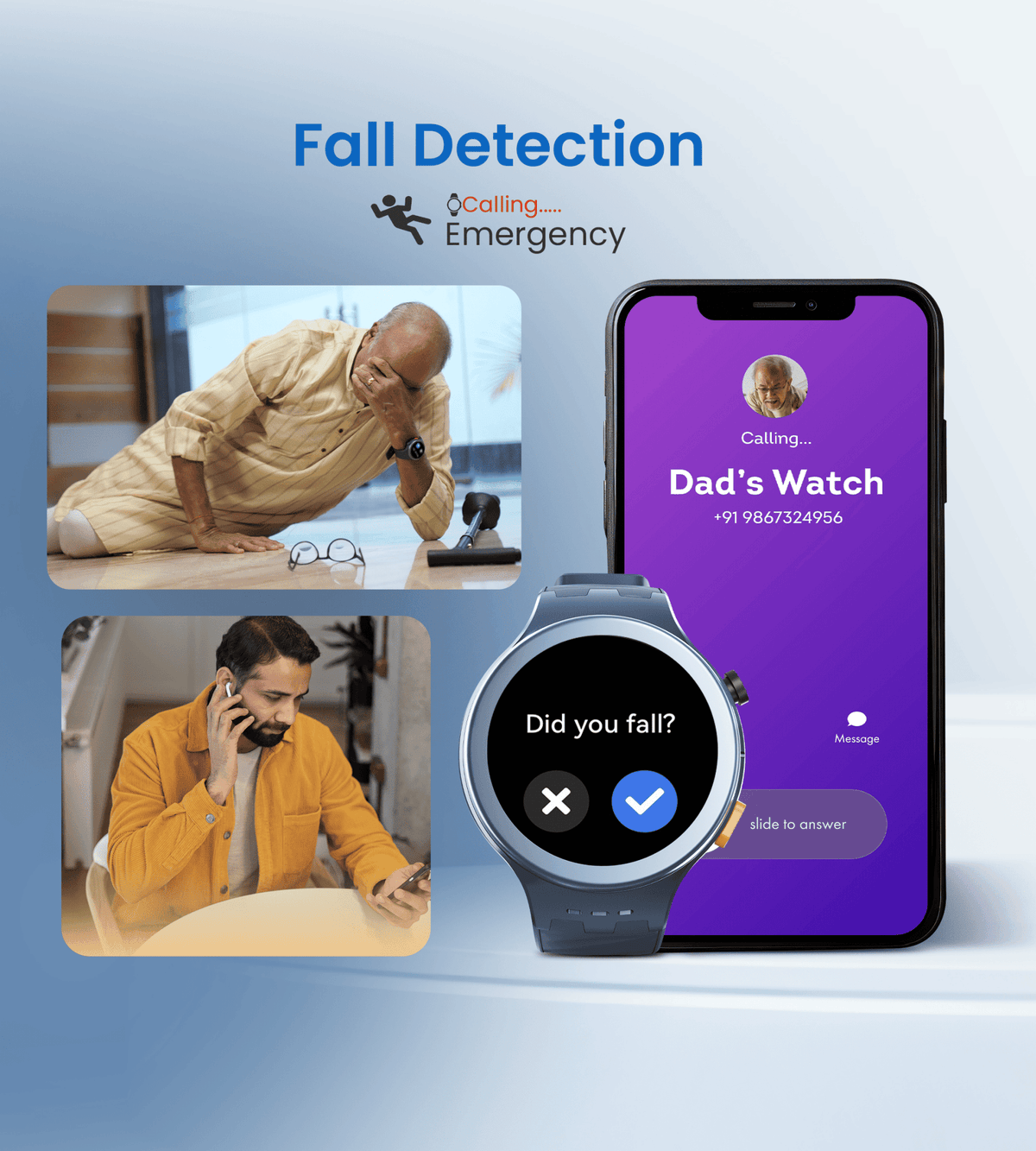 AGEasy Protec Fall Detection Smartwatch - Global Surgicals