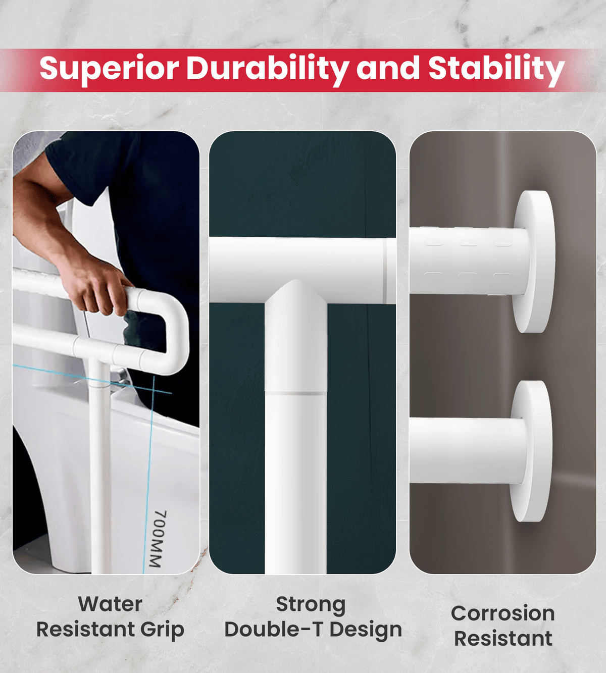 AGEasy Toilet Grab Bar with Floor Support - Global Surgicals