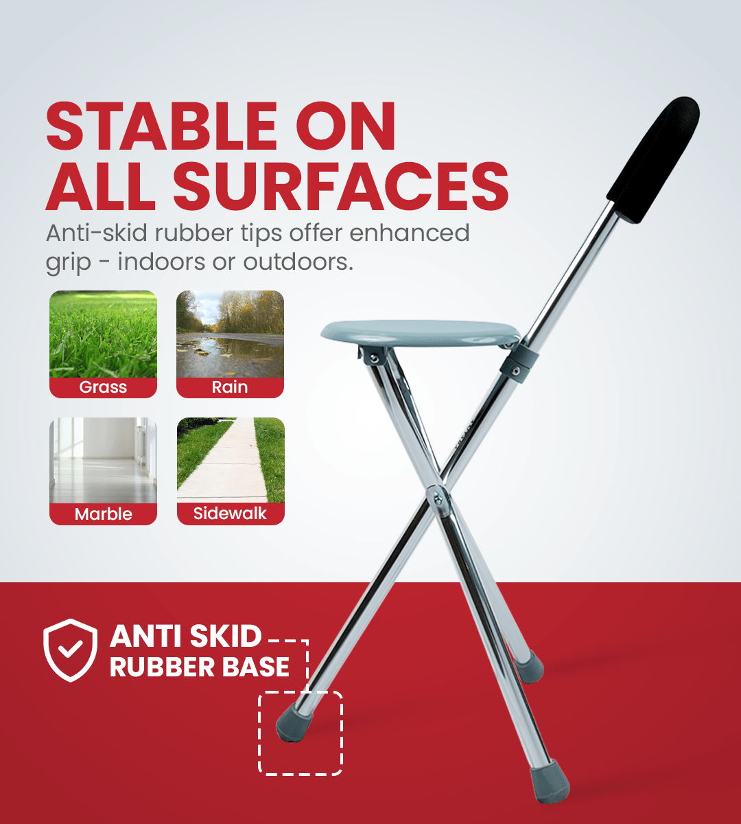 AGEasy Unibase Seated Walking stick - Global Surgicals
