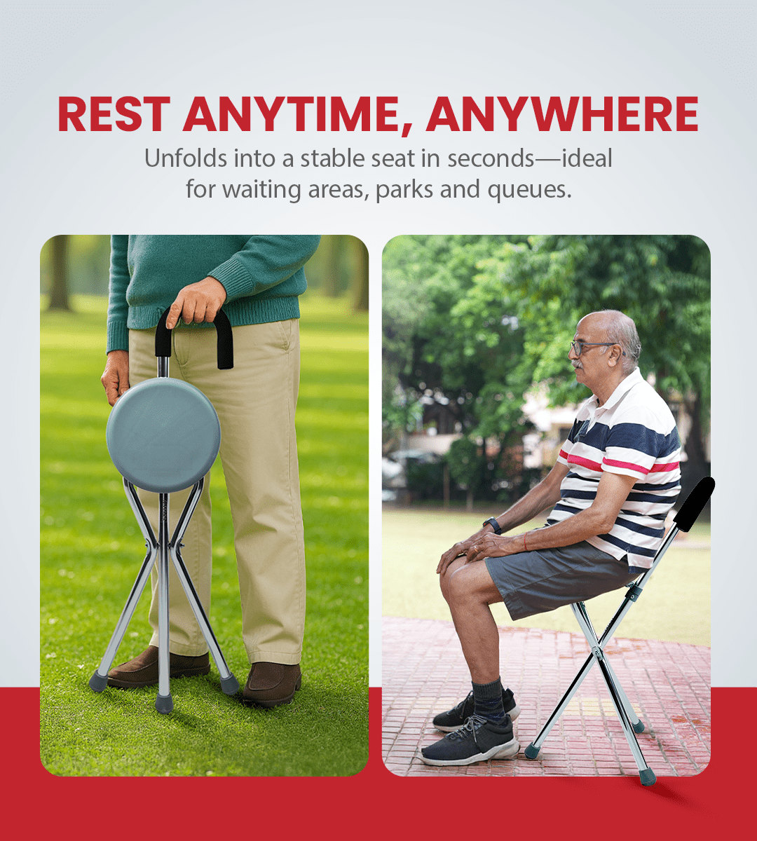 AGEasy Unibase Seated Walking stick - Global Surgicals