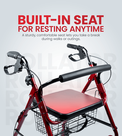 Ageasy Walker With Seat - Rollator - Global Surgicals