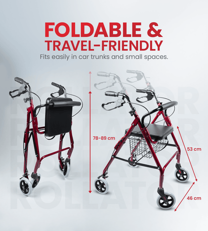 Ageasy Walker With Seat - Rollator - Global Surgicals