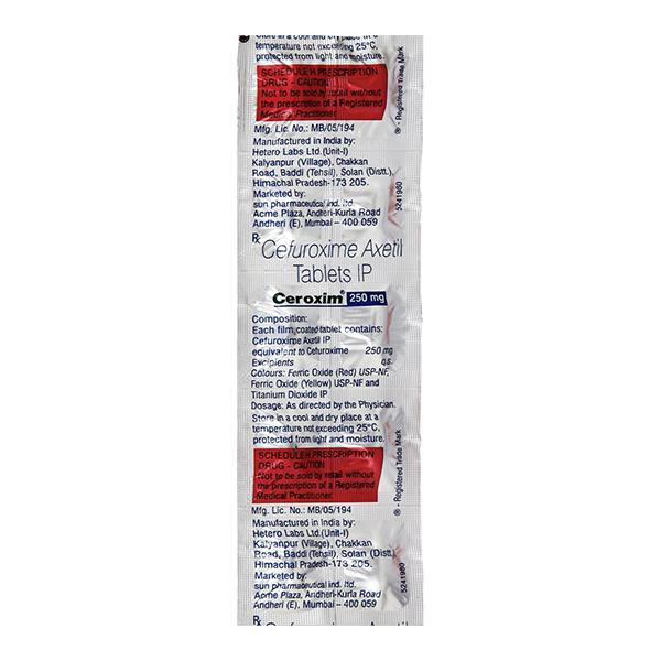 Ceroxim 250mg Tablet 10'S