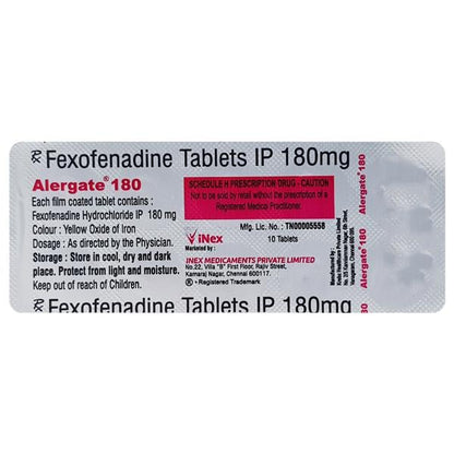 ALERGATE 180 Tablet 10's - Global Surgicals
