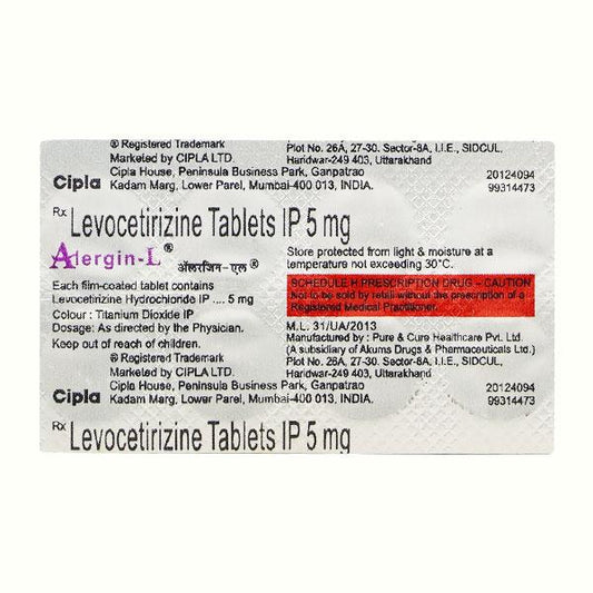 Alergin L Tablet 10'S - Global Surgicals