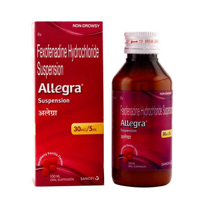 Allegra Raspberry Vanilla Flavour Suspension 100ml - Global Surgicals
