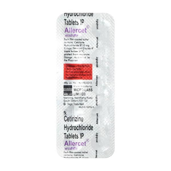 Allercet 10mg Tablet 10'S - Global Surgicals