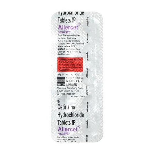 Allercet 10mg Tablet 10'S - Global Surgicals
