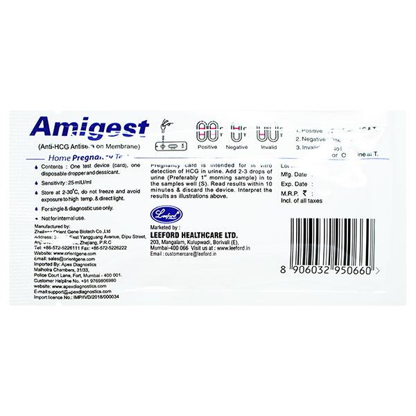 AMIGEST PREGNANCY TEST Kit 1's - Global Surgicals