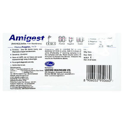 AMIGEST PREGNANCY TEST Kit 1's - Global Surgicals