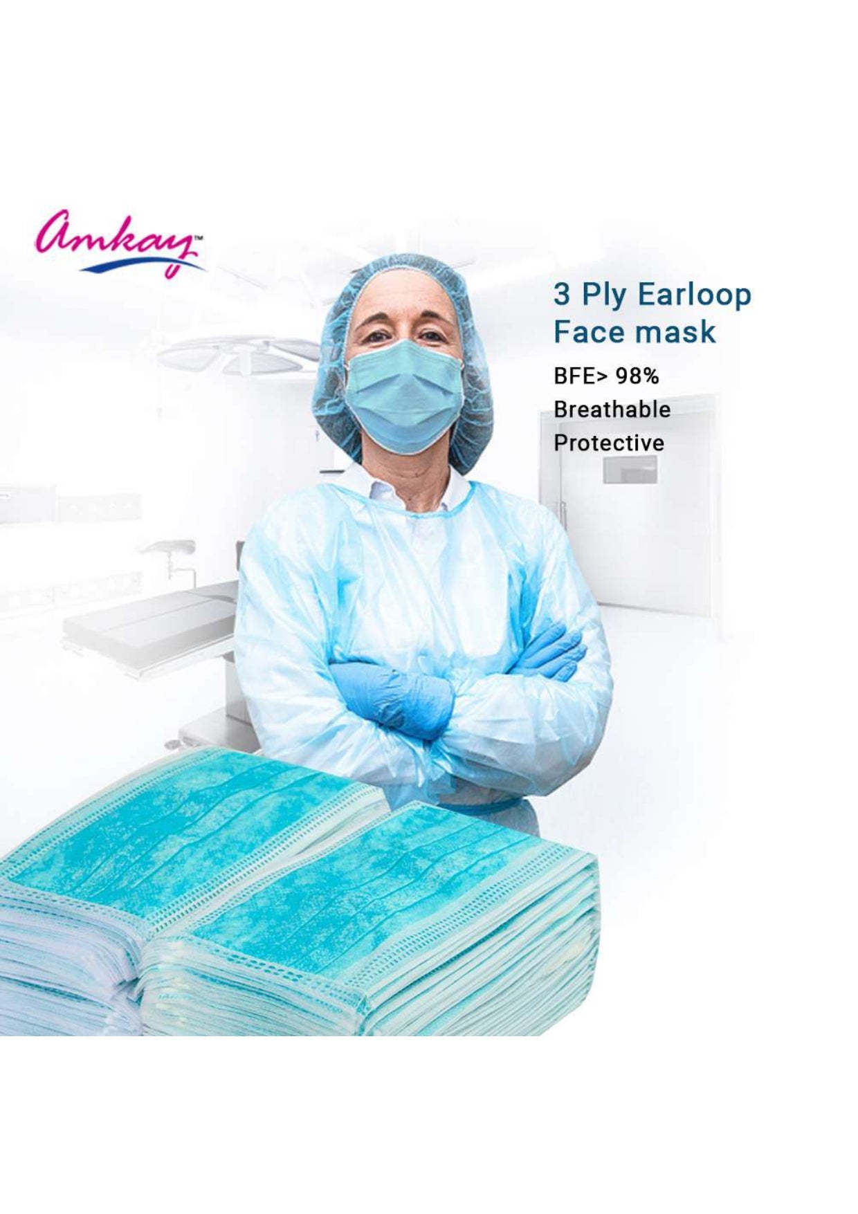 Amkay 3 Ply Face Mask - Global Surgicals