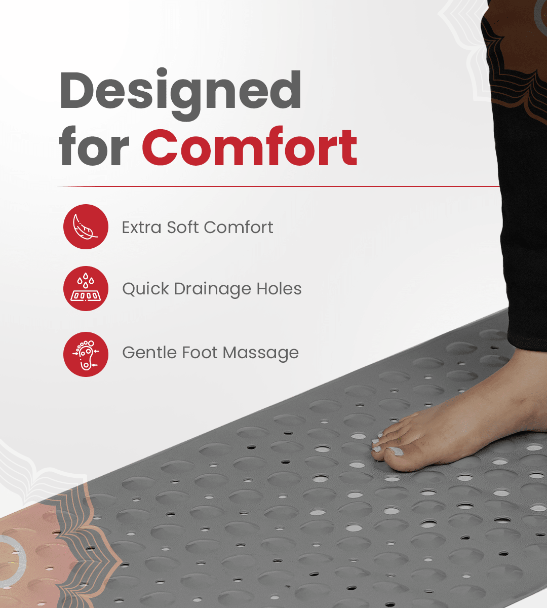 Anti Slip Mat for Bathroom Grey - Global Surgicals