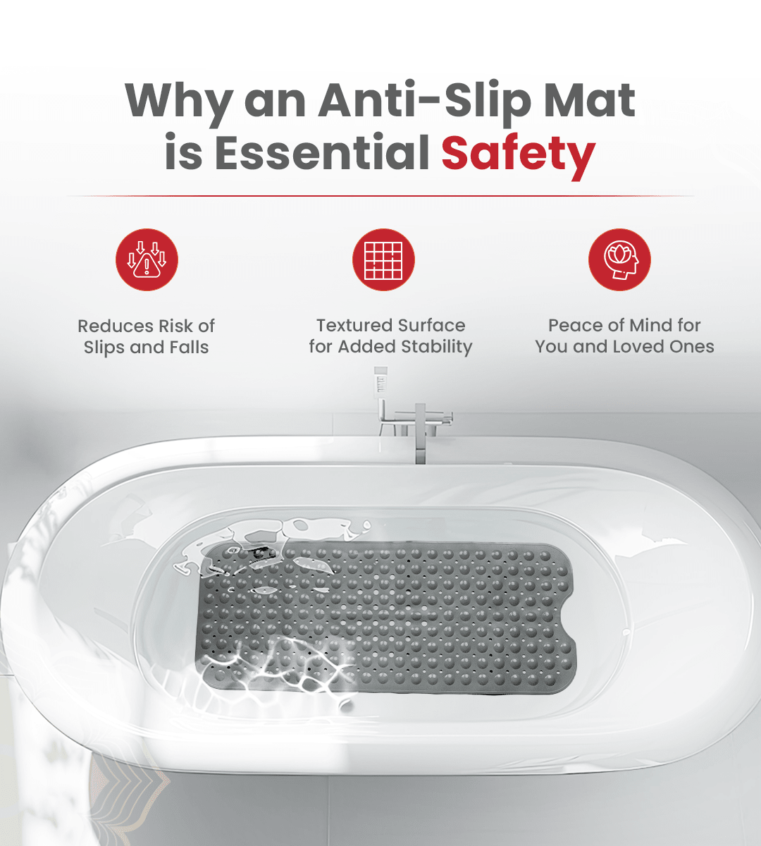 Anti Slip Mat for Bathroom Grey - Global Surgicals