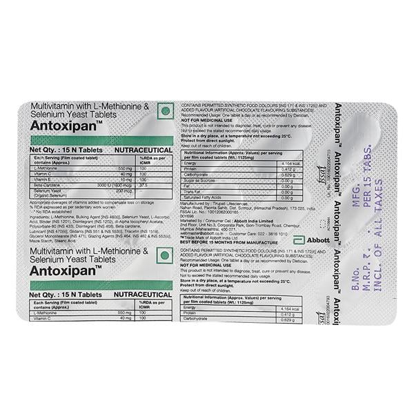 Antoxipan Tablet 15'S - Global Surgicals