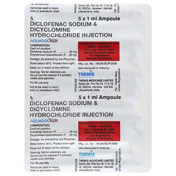 AQUADOL SPAS Injection 1ml - Global Surgicals