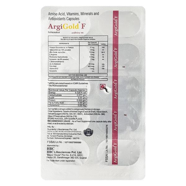 ARGIGOLD F Capsule 10's - Global Surgicals