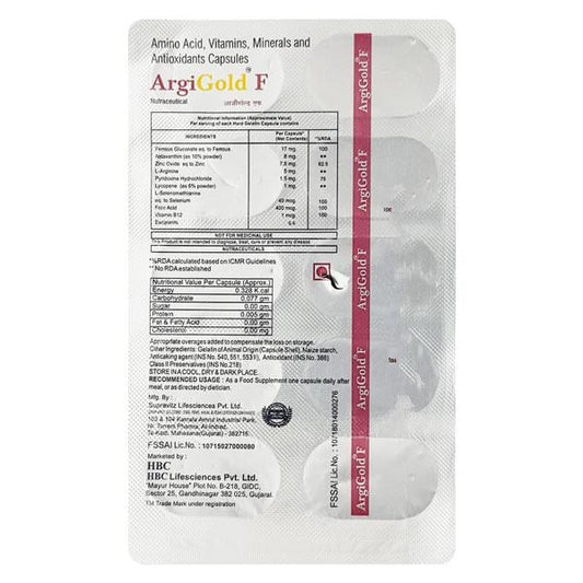 ARGIGOLD F Capsule 10's - Global Surgicals