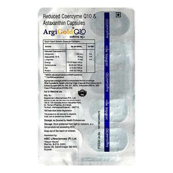 ARGIGOLD Q 10 Capsule 10's - Global Surgicals