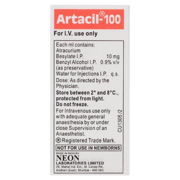 Artacil 100mg Injection 10ml - Global Surgicals