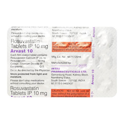 Arvast 10mg Tablet 15'S - Global Surgicals