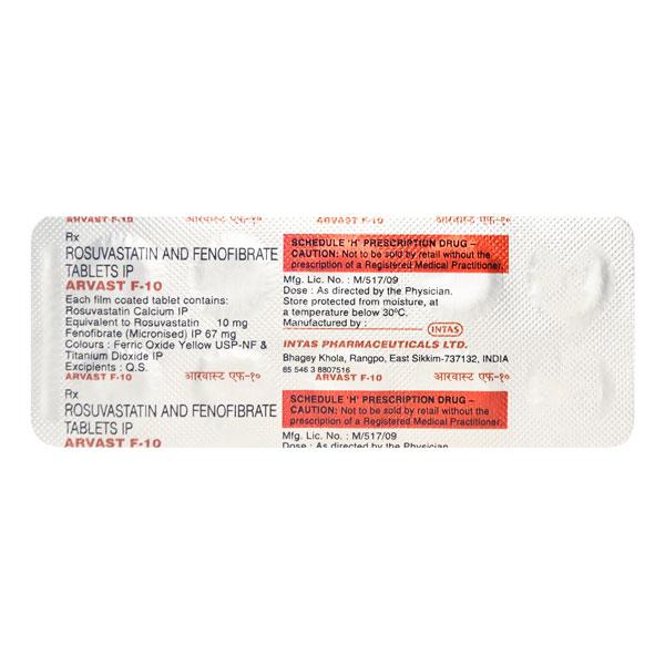 Arvast F 10mg Tablet 10'S - Global Surgicals