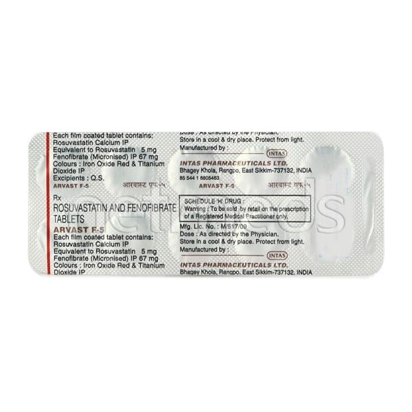 Arvast F 5mg Tablet 10'S - Global Surgicals
