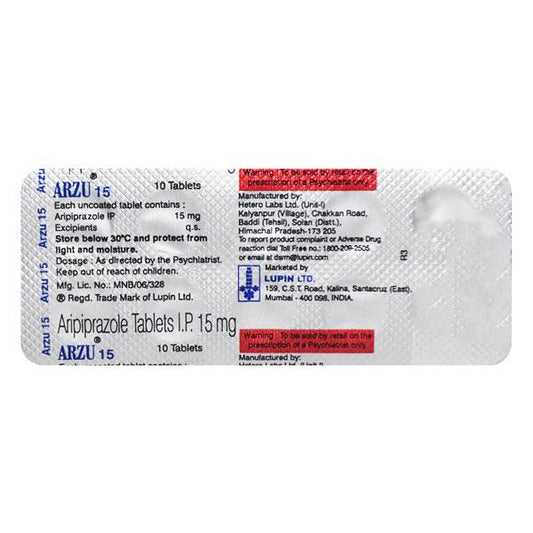 Arzu 15mg Tablet 10'S - Global Surgicals