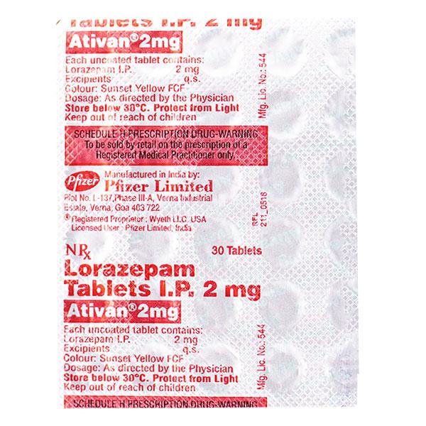 Ativan 2mg Tablet 30'S - Global Surgicals