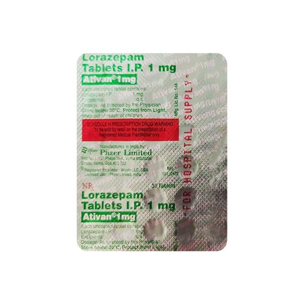 ATIVAN (HOSP SUP) 1mg Tablet 30's - Global Surgicals