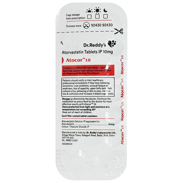 ATOCOR 10mg Tablet 15's - Global Surgicals
