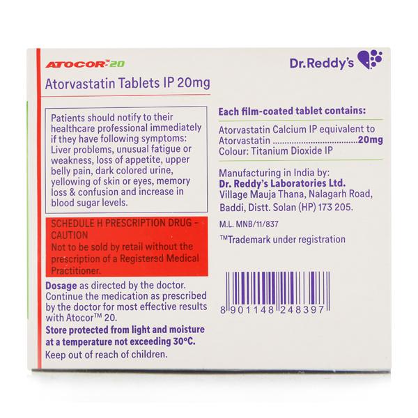 ATOCOR 20mg Tablet 15's - Global Surgicals