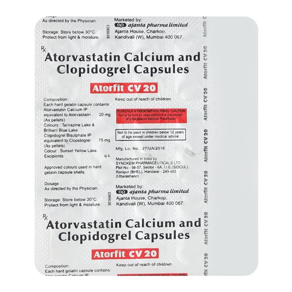 ATORFIT CV 20mg Capsule 15's - Global Surgicals