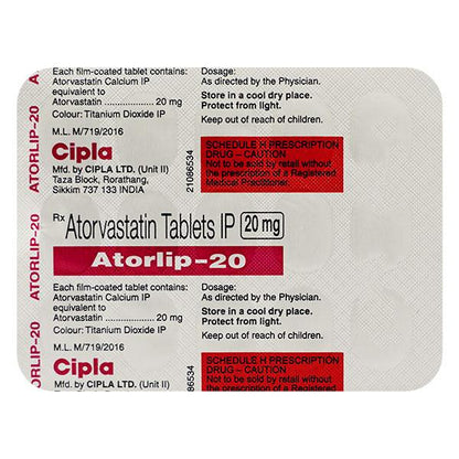 Atorlip 20mg Tablet 15'S - Global Surgicals