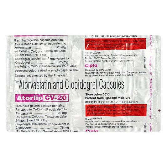 ATORLIP CV 20mg Capsule 10's - Global Surgicals