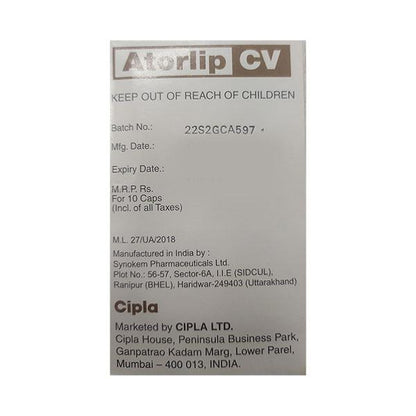 Atorlip CV Capsule 10'S - Global Surgicals