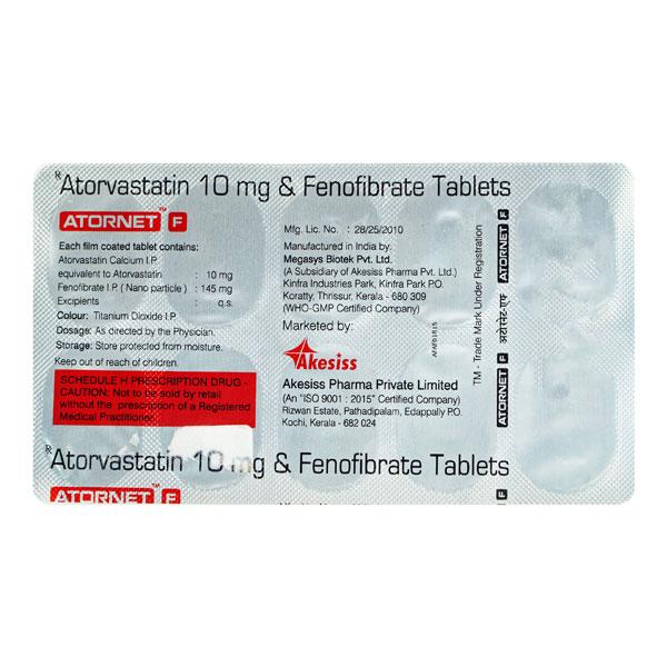 ATORNET F Tablet 10's - Global Surgicals