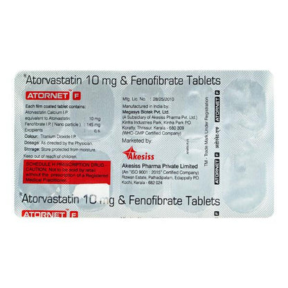 ATORNET F Tablet 10's - Global Surgicals
