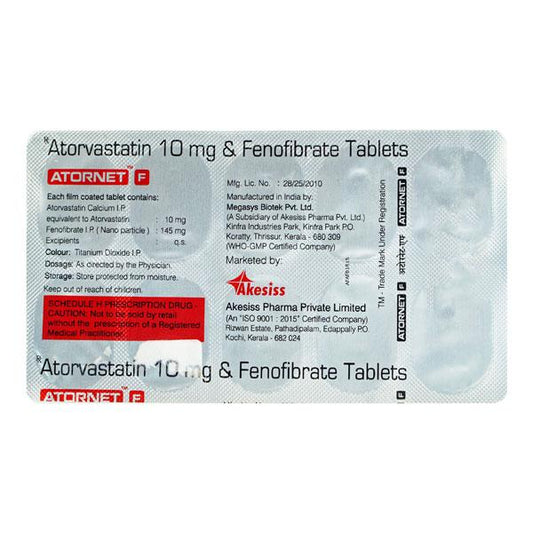 ATORNET F Tablet 10's - Global Surgicals