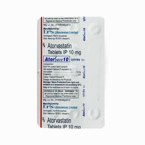 Atorsave 10mg Tablet 15'S - Global Surgicals