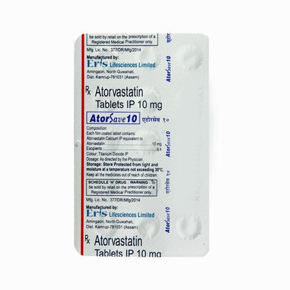 Atorsave 10mg Tablet 15'S - Global Surgicals