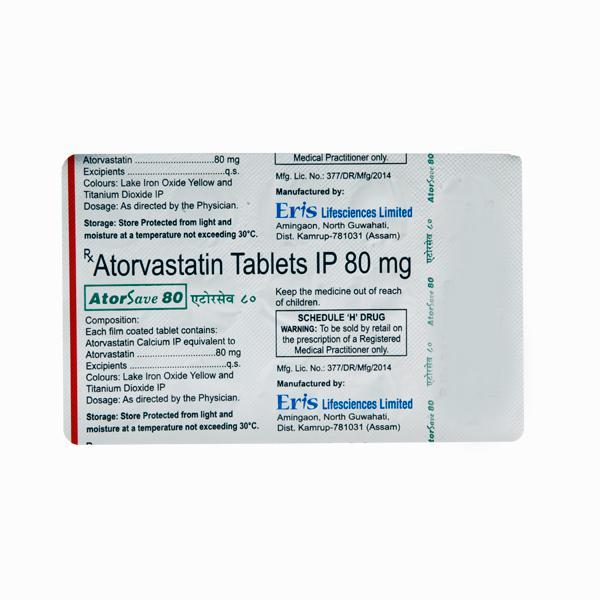 Atorsave 80mg Tablet 15'S - Global Surgicals