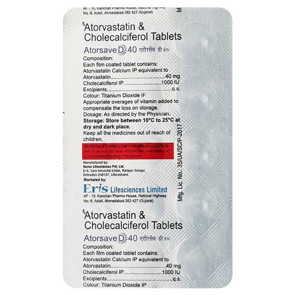 Atorsave D 40mg Tablet 15'S - Global Surgicals
