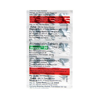 ATORVA 20mg Tablet 15's - Global Surgicals