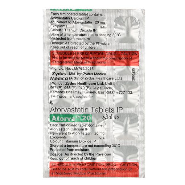 ATORVA 20mg Tablet 15's - Global Surgicals