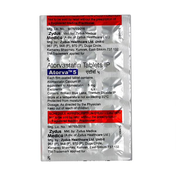 ATORVA 5mg Tablet 15's - Global Surgicals