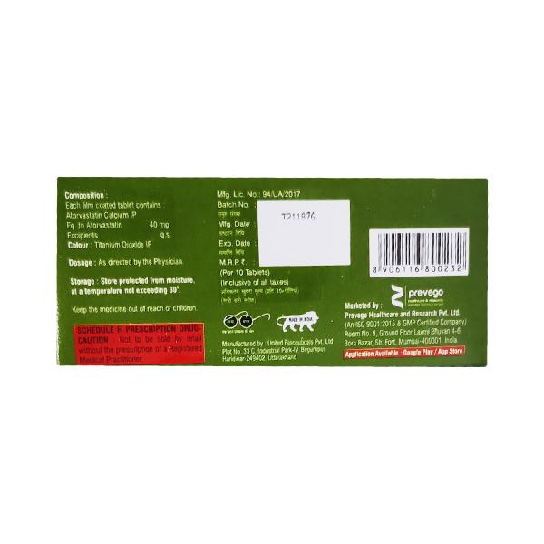 ATORVATIN 40 Tablet 10's - Global Surgicals